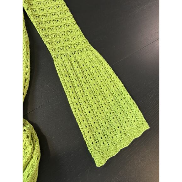 C&C California Knit Crochet Dress Green Size Medium Lined Bell Sleeves - Picture 13 of 14